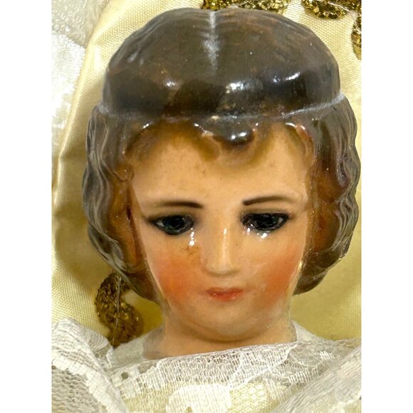 Infant Prague Child Jesus Chalk/Plaster Statue Robe Religious Vtg 11” Figurine - Picture 4 of 17